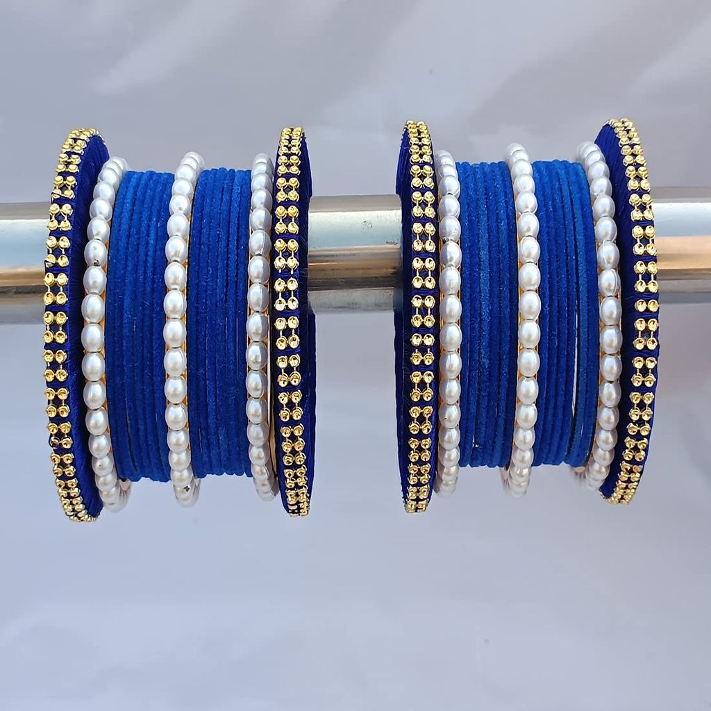 Elegant Alloy Women & Girl's Bagdi Velvet Pearl Moti Bangles | Alloy Bangles for Women | Bagdi Bangles | Moti Bangles | Women's Jewelry | Girls Jewelry | Traditional Indian Bangles
