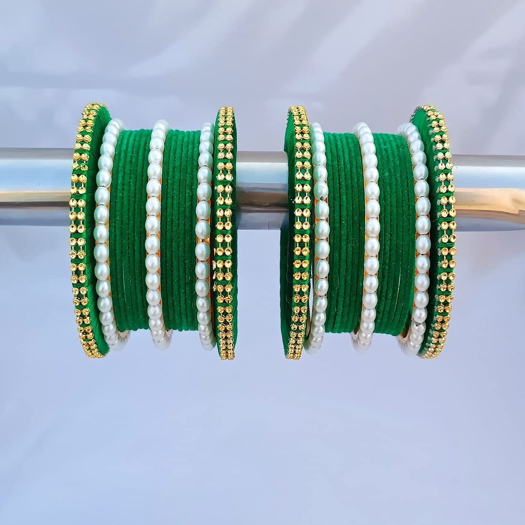 Elegant Alloy Women & Girl's Bagdi Velvet Pearl Moti Bangles | Alloy Bangles for Women | Bagdi Bangles | Moti Bangles | Women's Jewelry | Girls Jewelry | Traditional Indian Bangles