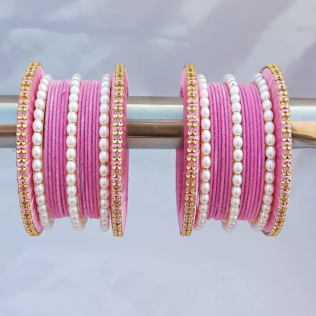 Elegant Alloy Women & Girl's Bagdi Velvet Pearl Moti Bangles | Alloy Bangles for Women | Bagdi Bangles | Moti Bangles | Women's Jewelry | Girls Jewelry | Traditional Indian Bangles