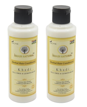 Khadi Natural Tea Tree and Lemon Conditioner - 210ml,  Pack of 2 Herbal Hair Conditioner for Refreshed and Healthy Hair