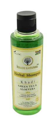 Khadi Natural Green Tea Aloe Vera Shampoo - 210ml, Herbal Hair Cleanser for Nourished and Refreshed Hair