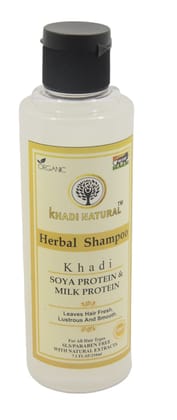 Khadi Natural Soya Protein Milk Protein Shampoo - 210ml, Herbal Hair Cleanser for Strength and Shine
