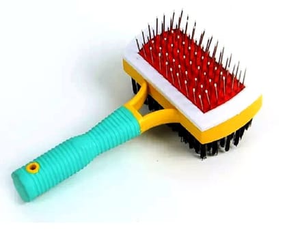 Q D 2 in 1 Pet Grooming Brush Slicker comb Fur Detangling Deshedding Detangle Wire-pin Brushes for Dog, Cat, Donkey, Horse, Rabbit, Pony, Cow, Monkey