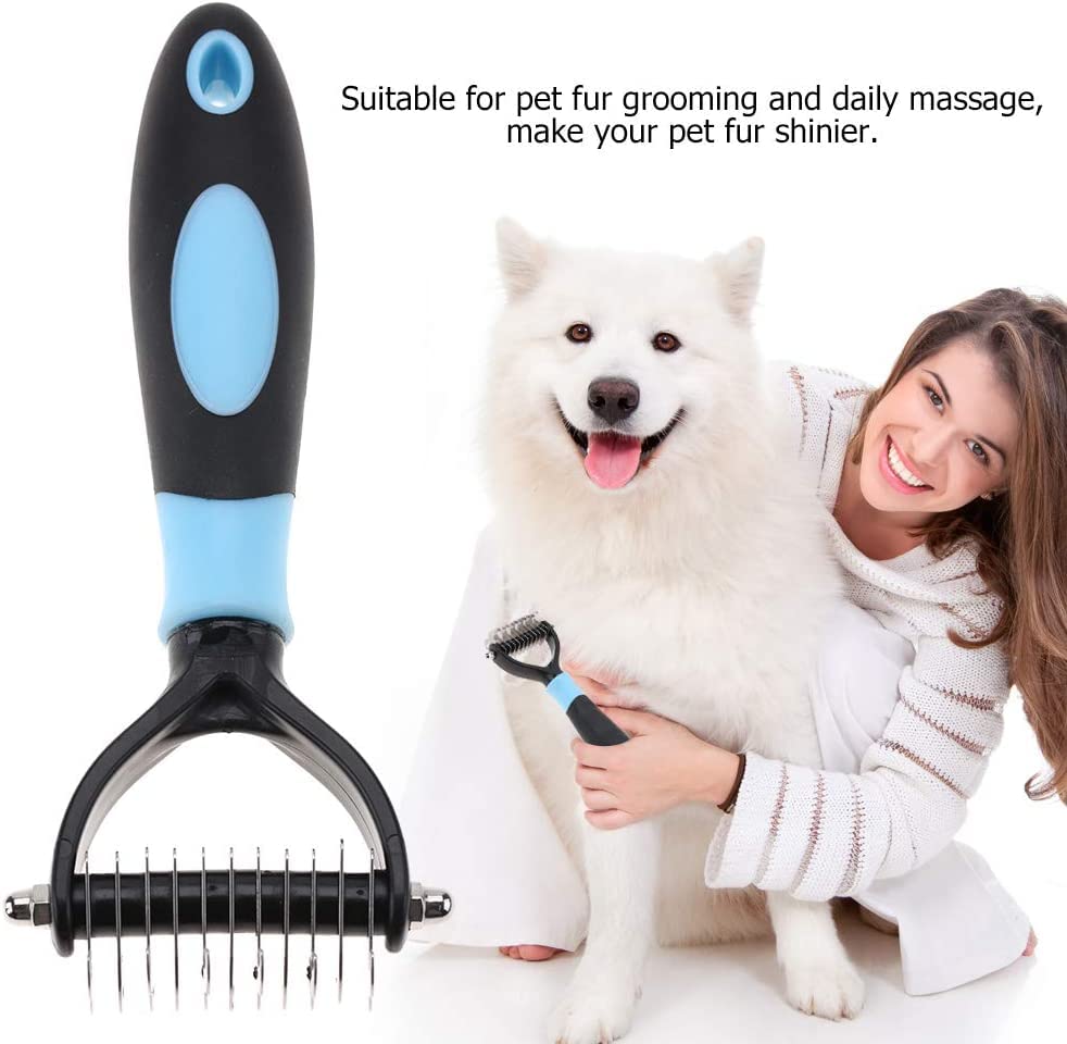 Q D Grooming Dematting Deshedding Detangling Comb Hair Remover Tool for Pet Dog Cat Remove Fur, Pet and Grooming Brush For Medium to Long-Haired Cats, Dogs, Puppy, Kitten