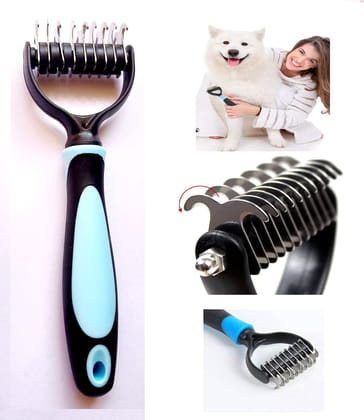 Q D Grooming Dematting Deshedding Detangling Comb Hair Remover Tool for Pet Dog Cat Remove Fur, Pet and Grooming Brush For Medium to Long-Haired Cats, Dogs, Puppy, Kitten