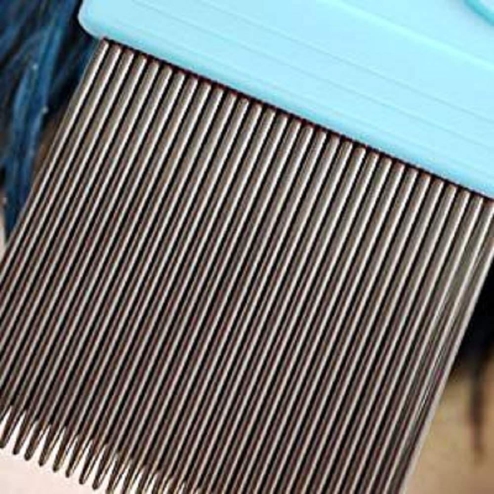 Q D LIGHT BLUE Metal Long Teeth Magnify Lens stainless steel Hair Lice Nit and Egg Removar Comb with Plastic handle Grip for school kids,Man, women,Baby (Random Colour)