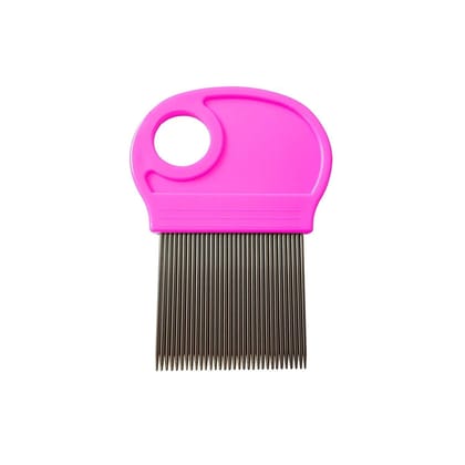 Q D PINK COLOR Metal Long stainless steel Teeth Magnify Lens Hair Lice Nit and Egg Removar Comb with Plastic handle Grip for school kids,Man, women,Baby (Random Colour)