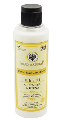 Khadi Natural Green Tea & Henna Conditioner - 210ml, Herbal Hair Conditioner for Strength and Shine (Henna)