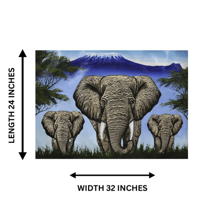 ELEPHANT PAINTING - 4INCHES X 32INCHES WITHOUT FRAME