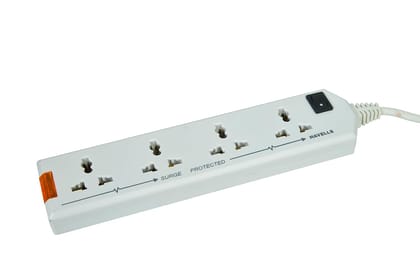 240V 6A Four-Way 1440W Extension Board With wire (White)- 1.5 Metre ( Surge and Spike Guard)