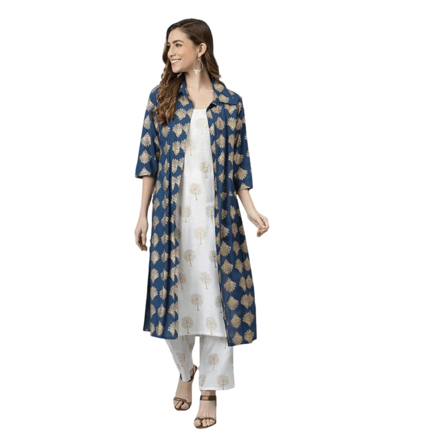 Brown Cotton Kurti and Jacket with Printed Palazzo at Rs.525/1 in jaipur  offer by MISSKURTI