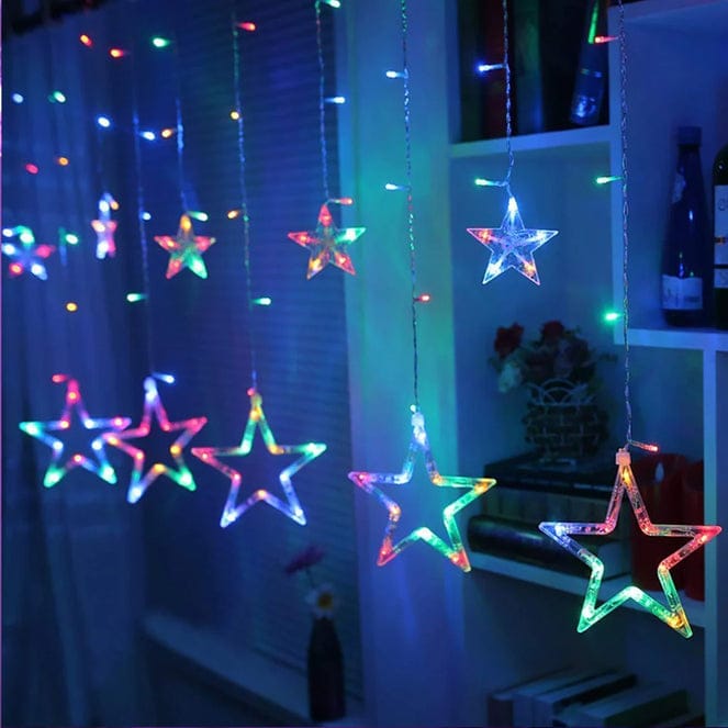 12 STARS LED CURTAIN STRING LIGHTS WITH 8 FLASHING MODES FOR HOME DECORATION, DIWALI - Electricals | Buy online on ZillyBuy