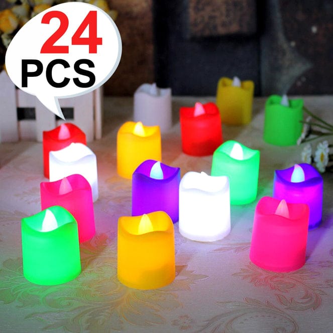 24PCS FESTIVAL DECORATIVE - LED TEALIGHT CANDLES | BATTERY OPERATED CANDLE IDEAL FOR PARTY, WEDDING, BIRTHDAY, GIFTS (MULTI COLOR) - Party and Festive Needs | Buy online on ZillyBuy