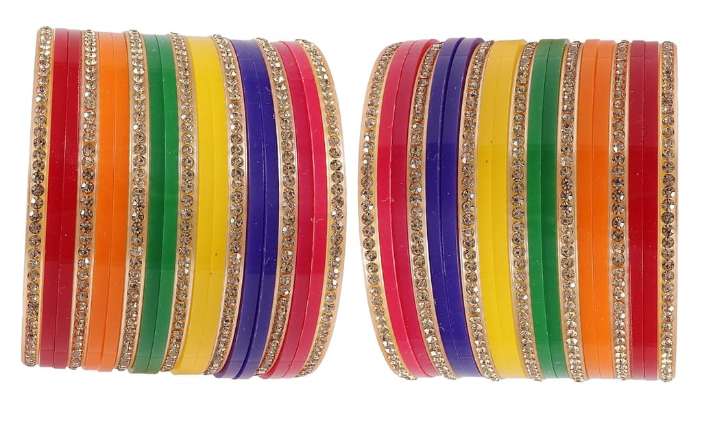 NMII Acrylic (Plastic) with Zircon Gemstone Studded worked Glossy Finished Bangle Set For Women and Girls - Bangles & Bracelets | Buy online on ZillyBuy