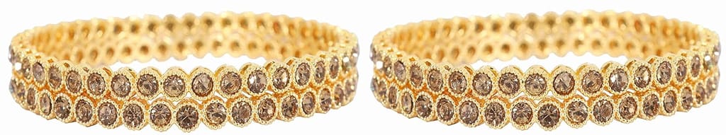 NMII Alloy Metal Studded with Zircon Gemstone Glossy Finished Gold Plated Kada set for Women - Jewellery Sets | Buy online on ZillyBuy