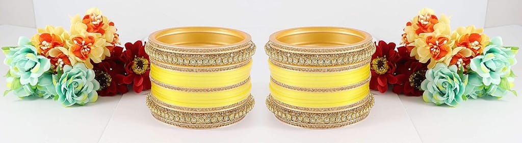 NMII Acrylic (Plastic) with Zircon Gemstone Or Beads and Spread with Glitter Pattern Glossy Finished Chuda Set For Women - Jewellery Sets | Buy online on ZillyBuy