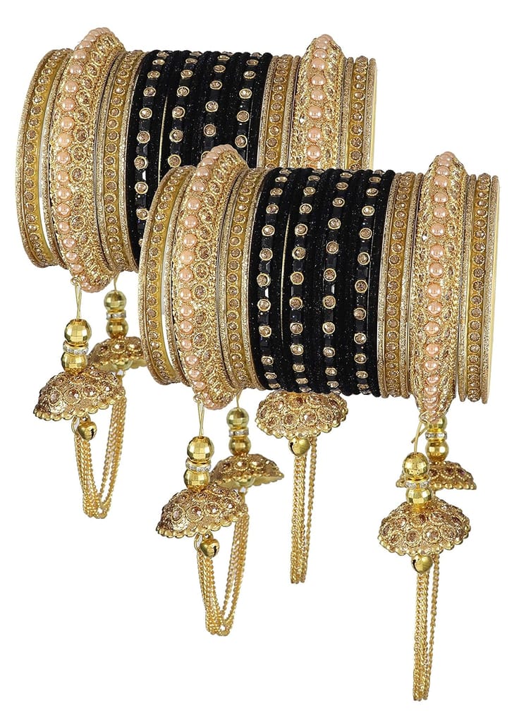 ZULKA Get your traditions Metal with Zircon Gemstone Or Beads Studded worked and Velvet worked Glossy Finished Latkan Chuda Set For Women - Jewellery Sets | Buy online on ZillyBuy