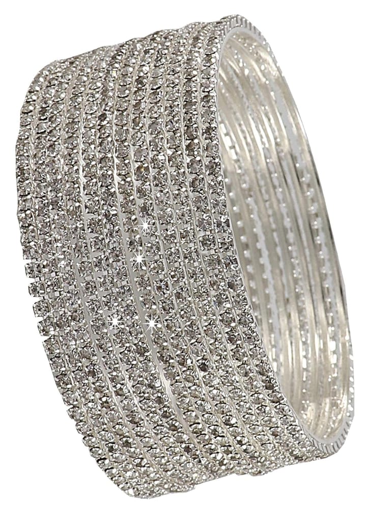 ZULKA Non-Precious Metal with Base Metal and Zircon Gemstone Studded Premium and Traditional Glossy Finished Sleek Bangle set for Women - Bangles & Bracelets | Buy online on ZillyBuy