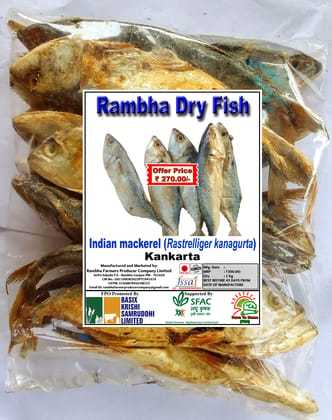 Indian mackerel (Rastrelliger kanagurta) | Kankarta | Rambha Dry Fish | 1Kg