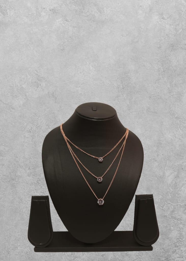 "UG FASHION JEWELLERY: Rosé Radiance - 3 Layer Minimal Rose Gold Diamond Necklace"