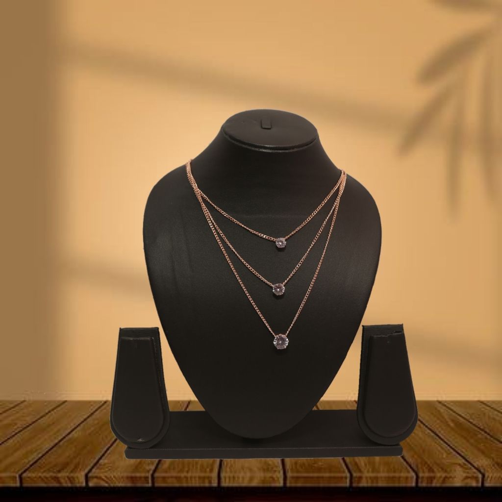 "UG FASHION JEWELLERY: Rosé Radiance - 3 Layer Minimal Rose Gold Diamond Necklace"