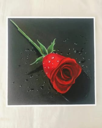 Handmade Acrylic Canvas Painting with in-built frame - "Rose Day"