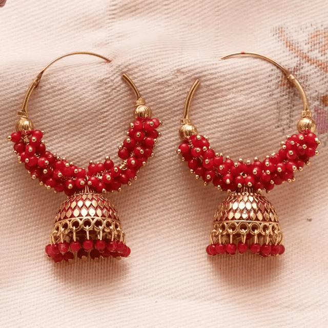 Red on sale colour jhumka