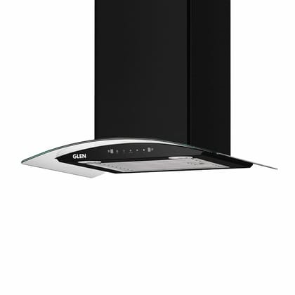 GLEN 60 cm 1200m3/hr Auto-Clean curved glass Kitchen Chimney With 1 Year Comprehensive Warranty & 7 Year on Motor Motion Sensor Touch Controls Baffle Filters (6063 Black)