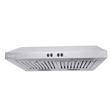 Glen 60 cm 1000 m3/hr Pyramid Chimney With 7 years warranty on Product, Baffle Filters Push buttons (6001 SS, Silver)