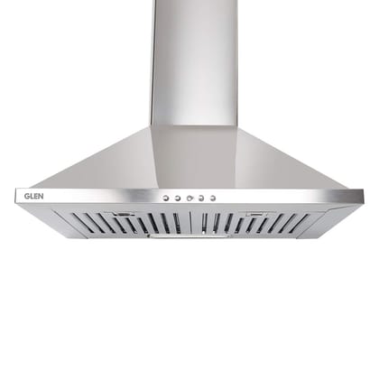 Glen 60cm 1000 m�/hr Pyramid Kitchen Chimney With 7 years warranty on Product, Push Buttons Baffle Filters (6050 DX SS Junior, Silver)