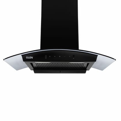 Glen Auto Clean Curved Glass Filter less Kitchen Chimney With 7 Year Warranty On Motor, with Motion Sensor 90cm, 1200 m3/h, Black (6058 BL Auto Clean)
