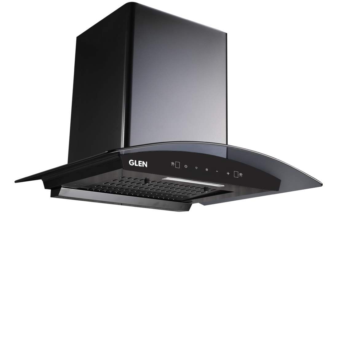 GLEN 60 cm 1200 m3/hr Auto-Clean Filterless Curved Glass Kitchen Chimney With 1 Year Comprehensive Warranty and 5 Year Warranty on Motor,Touch+Motion Sensor Controls (6060 Black)