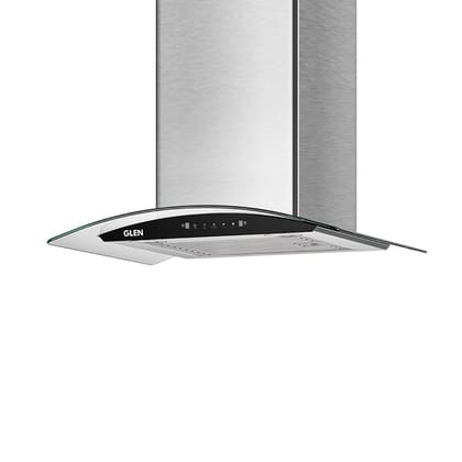 GLEN 60 cm 1200m3/hr Auto-Clean curved glass Kitchen Chimney With 1 Year Comprehensive Warranty & 7 Year on Motor Motion Sensor Touch Controls Baffle Filters (6063 SS Silver)
