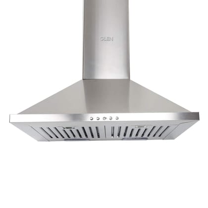 Glen 60 cm 1000 m3/hr Pyramid Chimney With 7 years warranty on Product, Baffle Filters Push buttons (6075 SS, Silver)