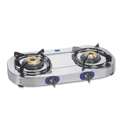 Glen 2 Brass Burners LPG Gas Stoves | Stainless Steel Top | Manual Ignition | ISI Certified| Pan Support | Anti-Skid Feet | Ergonomic Knobs | Revolving Inlet Nozzle | 2 Year Warranty | 1026 SS