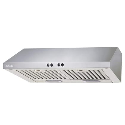 Glen 60 cm 1000 m3/hr Straight Line Chimney With 7 years warranty on Product, Baffle Filters Push buttons (6002DX SS, Silver)