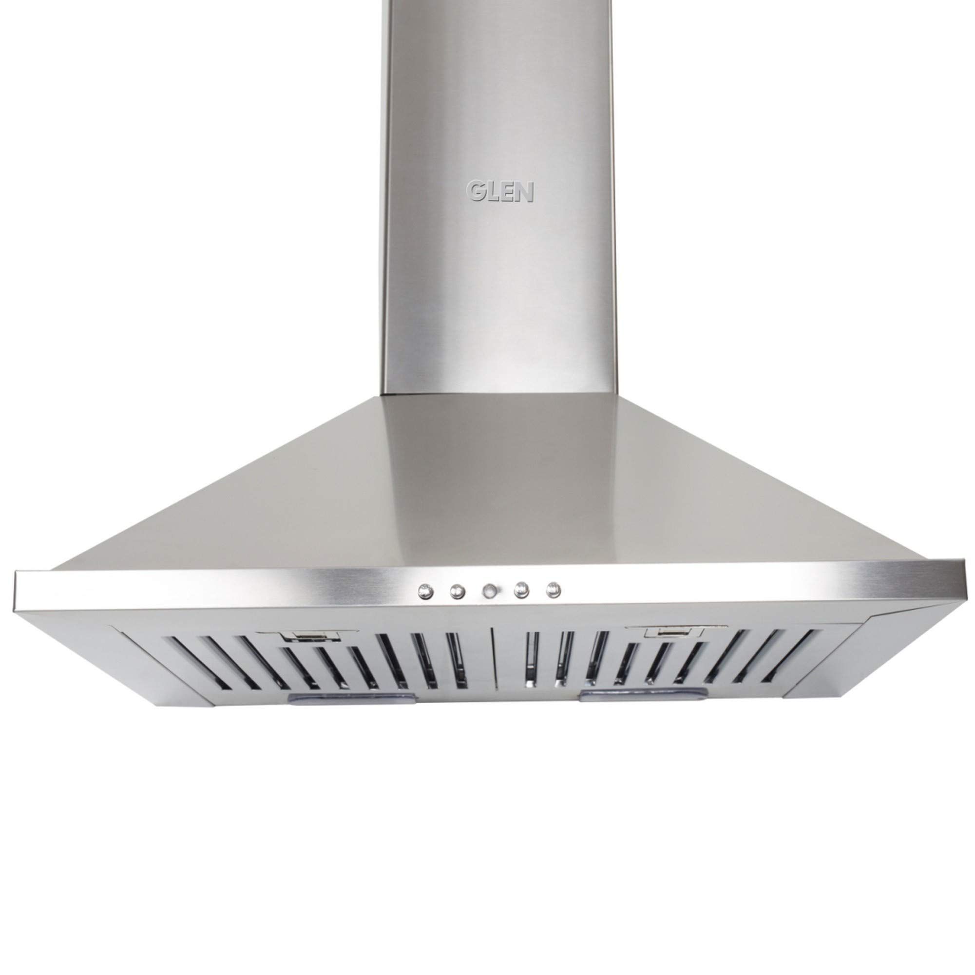 Glen 60 cm 1000 m3/hr Pyramid Chimney With 7 years warranty on Product, Baffle Filters Push buttons (Aqua SS, Silver)