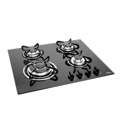 Glen 4 Burner Built In Glass Hob | Auto Ignition | 8 MM Toughened Glass | Black | Triple Ring European Sealed Brass Burners | Pan Supports |Warranty 2 Years Standard & 5 Years Glass | 1065 TRG
