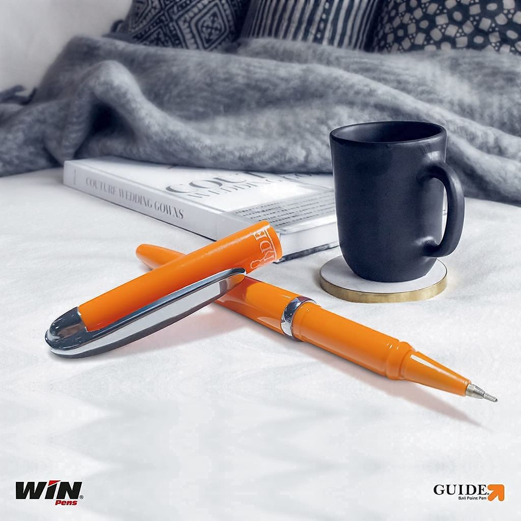 WIN Guide 20 Blue Pens With 10 Blue Refills | Pens for Writing | Premium Pens Set | 0.6 mm Tip | Smooth Writing | Lightweight Multicoloured Body | School,Office & Corporate | Premium Stick