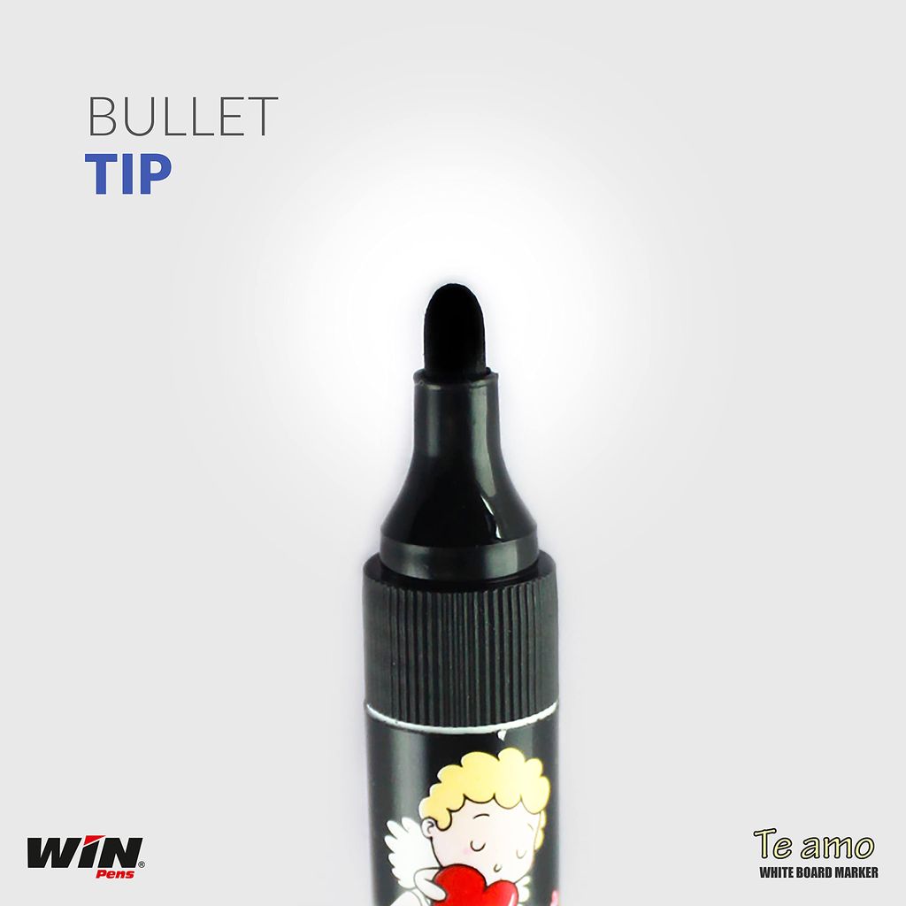 WIN Te Amo White Board Markers 4 Blue+4 Black with 2 blue Ink+2 black Ink | Easily Eraseable Ink | Refillable ink Markers | Ideal for School & Office Use | White Board Markers