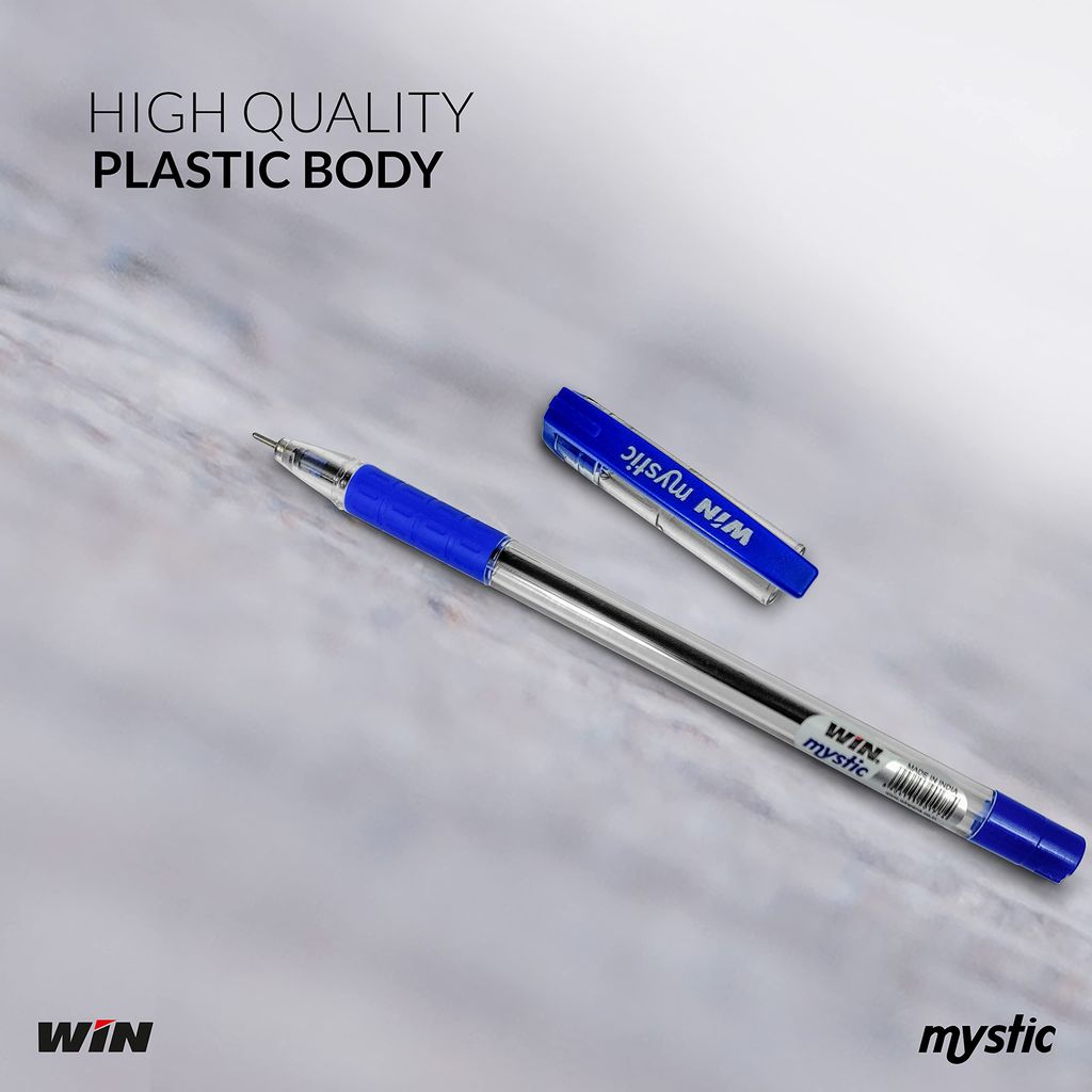 WIN Mystic Ball Pens | 60 Blue Pens | Comfortable Grip | Smooth Ink Flow | 0.7mm Tip | Pens for Writing | Students, Exams | Ideal for School, Office & Business | Premium