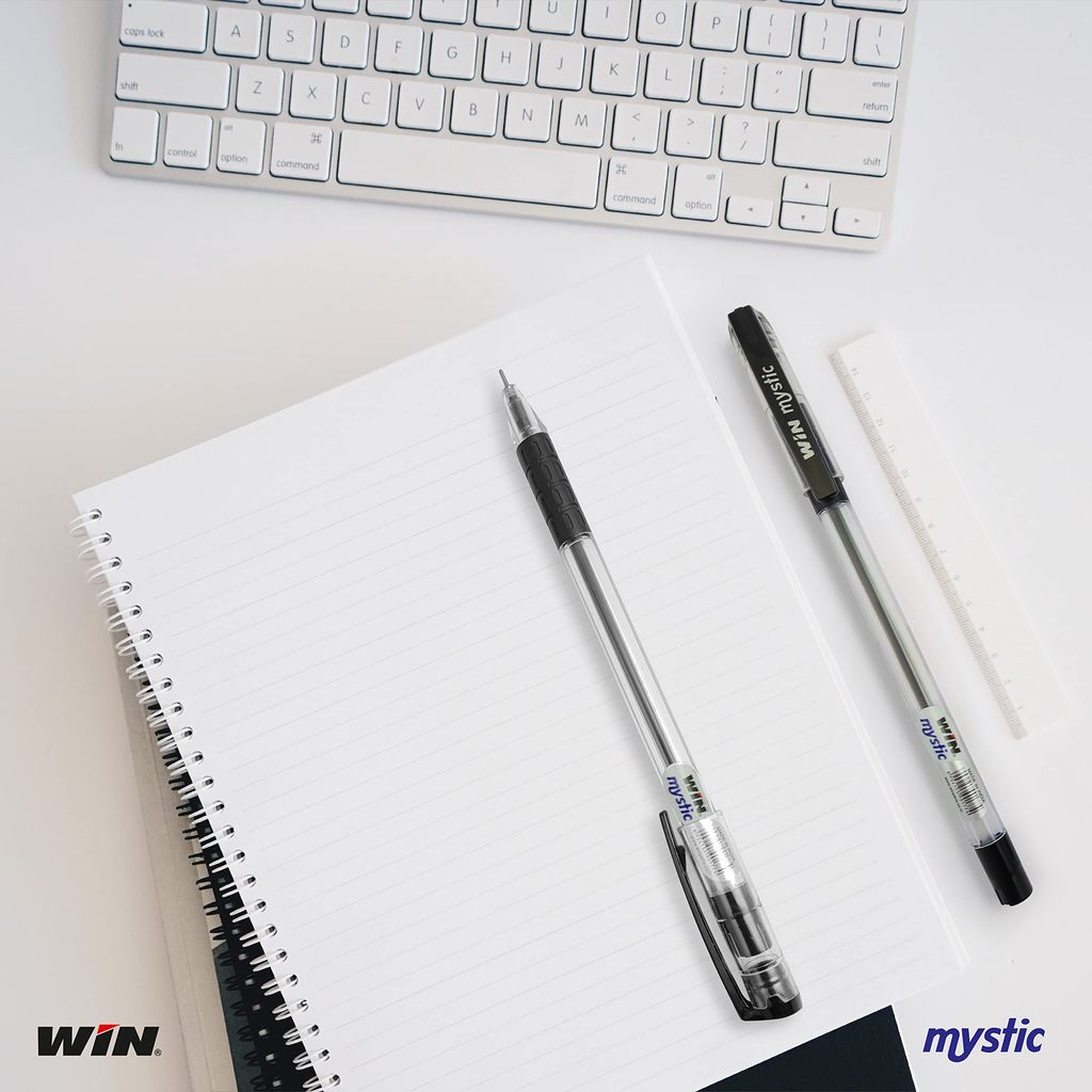Win Mystic 20Pcs Black Pens | Comfortable Grip | Smooth Ink Flow | 0.7mm Tip for Precision Writing | Ideal for School, Office & Business Use | Ball Pens Set