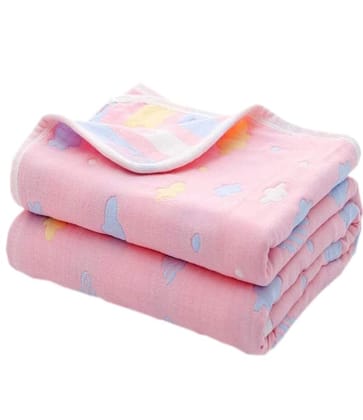 Tiny Treasures Lightweight Soft Cozy Cute Reversible Muslin Blanket for All Seasons, Multipurpose Nursery Quilt Wrap for New Born Toddlers Baby Boys & Girls | 106 x 106cm, Pink, Cotton