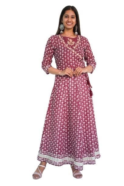 MANMAYEE Women's Heavy Embroidery Gota Work Anarkali Kurti Lace Work On Yoke | Anarkali Kurti - Kurtas & Kurta Sets | Buy online on ZillyBuy