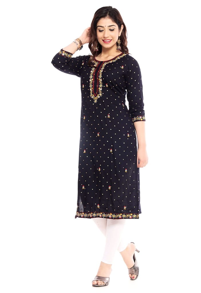 MANMAYEE Women's Rayon Embroidery Straight Kurti | Straight Kurti - Kurtas & Kurta Sets | Buy online on ZillyBuy