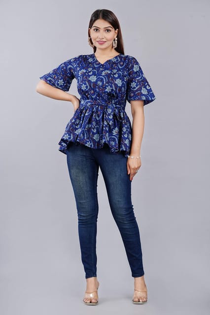 MANMAYEE Tunic & Tops Women Cotton Printed Tops | Short Tops
