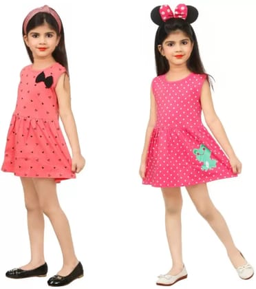 Reyansh Creations  Girls Midi/Knee Length Casual Dress  (Multicolor, Sleeveless)