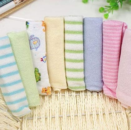 Littlenuts Baby Hand & Face Towel, Cotton Body Towel/Washcloth for Newborn Baby Extra Soft Hankies Reusable, Washable, Absorbent Napkins for Babies Infants Toddlers Handkerchief (6 Multicolor Pack)