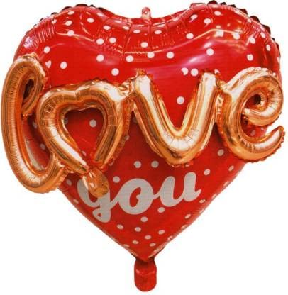 F C Fancy Creation Embosed Love Heart Shape foil Balloon for Valentine's Day Theme Decoration |Pack of 1