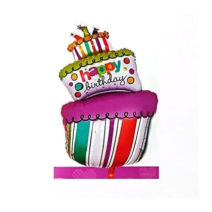 F C Fancy Creation Happy Birtday 3 Layer Cake Shape foil Balloon for Happy Birthday Theme Decoration | 18 Inches | Pack of 2
